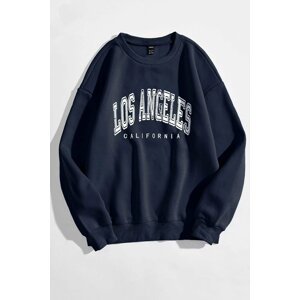 MOONBULL Los Angels Printed Navy Blue Oversized Sweatshirt.