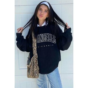 MOONBULL Women's Black Los Angeles Printed Oversized Women's Sweatshirt.