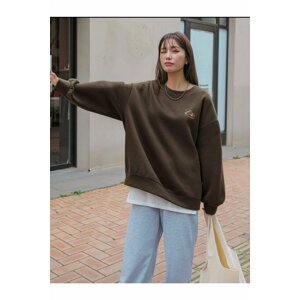 MOONBULL Arid Mountain Printed Brown Oversized Sweatshirt.