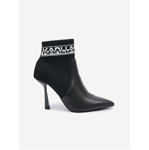 Black Leather Heeled Ankle Boots KARL LAGERFELD Pandara - Ladies