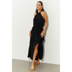 Cool & Sexy Women's Black Halterneck Midi Dress