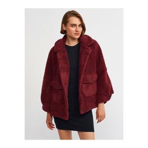 Dilvin 6821 Plush Coat-burgundy