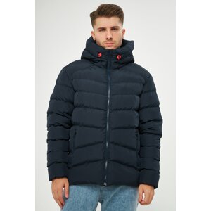 River Club Men's Navy Blue Lined Hooded Water And Windproof Inflatable Winter Coat.
