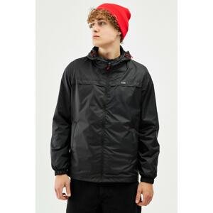 River Club Men's Black Waterproof Hooded Raincoat with Lined Pocket - Windbreaker Jacket.