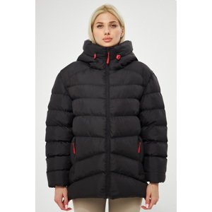 River Club Women's Black Fiber Hooded Water And Windproof Puffer Winter Coat