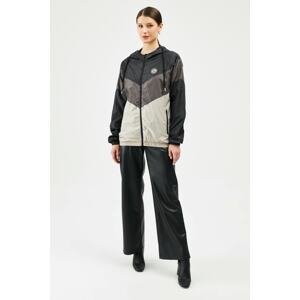 River Club Women's Black-anthracite-beige Water and Wind Resistant Sports Raincoat & Windbreaker.
