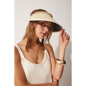 Happiness İstanbul Women's Cream Visor Straw Beach Hat