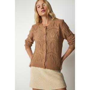 Happiness İstanbul Women's Biscuits Openwork Knitwear Cardigan