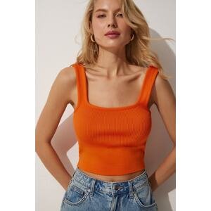 Happiness İstanbul Women's Orange Summer Sweater Crop Top