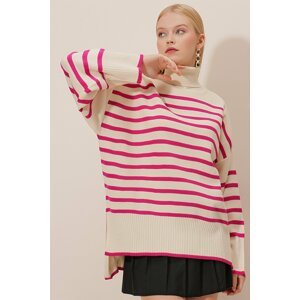 HAKKE Women's Wide Fit Striped Knitwear Sweater