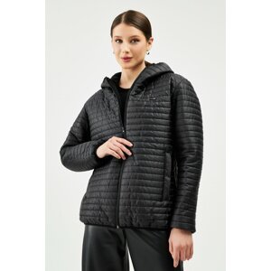 River Club Women's Black Hooded Inner Lined Water And Windproof Coat.