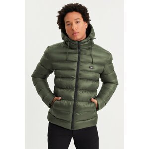 River Club Men's Khaki Thick Lined Water and Windproof Hooded Winter Puffer Coat