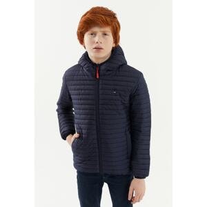 River Club Boys' Waterproof And Windproof Lined Navy Blue Hooded Coat.