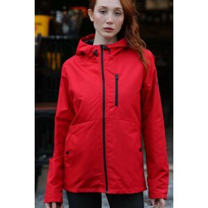 River Club Women's Red Inner Lined Waterproof Hooded Raincoat with Pocket - Windbreaker