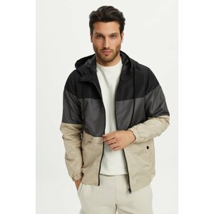 River Club Men's Black-Anthracite -Beige Three Colors Inside Lined, Waterproof, Hooded, Raincoat with Pocket.