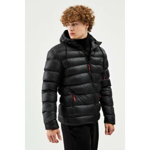 River Club Men's Black Fleece Water And Windproof Hooded Winter Puffy Coat.