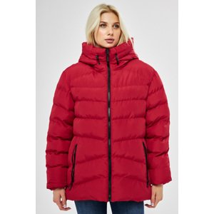 River Club Women's Red Lined Hooded Water And Windproof Inflatable Winter Coat.