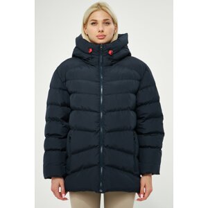 River Club Women's Navy Blue Lined Plus Size Hooded Water and Windproof Puffy Winter Coat.