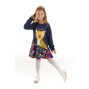 Mushi Fancy Leopard Floral Navy Blue Girls' Dress