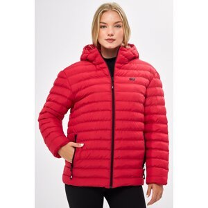 River Club Women's Red Waterproof And Windproof Hooded Winter Down Coat.