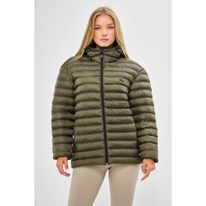 River Club Women's Khaki Water And Windproof Hooded Winter Down Jacket.