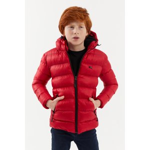 River Club Boy's Water and Windproof Thick Lined Red Hooded Coat