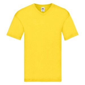 Original V-neck Fruit of the Loom Men's Yellow T-shirt