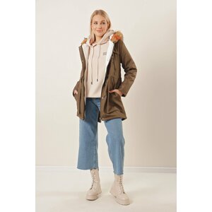 HAKKE Hooded Pocket Snaps Coat