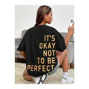 K&H TWENTY-ONE Women's Black Its Okay Printed Oversized T-shirt.