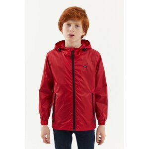 River Club Boys' Lined, Waterproof Red Hooded Raincoat with Pocket.