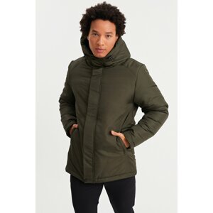 River Club Men's Khaki Shearling Water And Windproof Hooded Winter Jackets &; Coats &; Parka