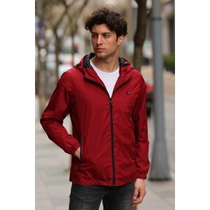 River Club Men's Burgundy Inner Lined Waterproof Hooded Raincoat with Pocket - Windbreaker Jacket