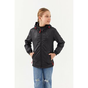 River Club Girls' Lined, Waterproof Black Hooded Raincoat with Pocket.