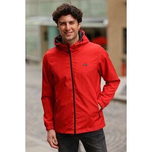River Club Men's Red Inner Lined Waterproof Hooded Raincoat with Pocket - Windbreaker Jacket