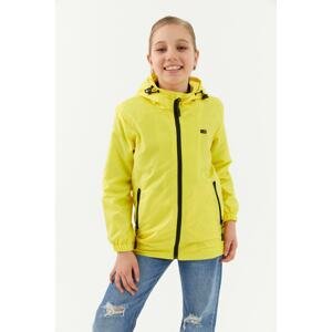 River Club Girls' Lined Waterproof Yellow Hooded Raincoat with Pocket.