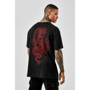 K&H TWENTY-ONE Unisex Oversize Dragon Printed Black T-shirt
