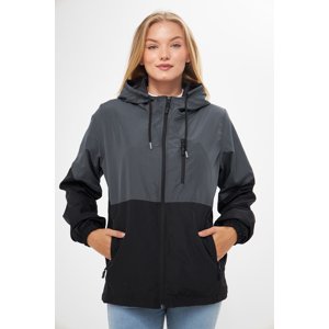 River Club Women's Anthracite-Black Two Color Inner Lined Water And Windproof Hooded Raincoat With Pocket