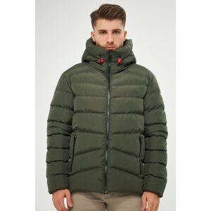 River Club Men's Khaki Lined Hooded Water And Windproof Inflatable Winter Coat.