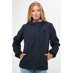 River Club Women's Navy Blue Inner Lined Waterproof Hooded Raincoat with Pocket - Windbreaker Jacket
