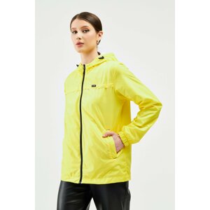 River Club Women's Yellow Waterproof Hooded Raincoat with Lined Pocket - Windbreaker Jacket