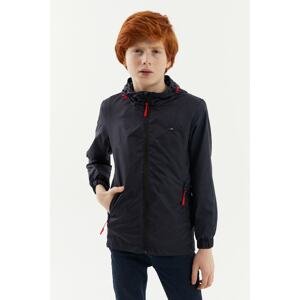 River Club Boys' Lined, Water-Resistant Navy Blue Hooded Raincoat with Pocket.