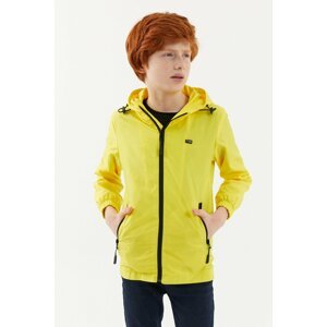 River Club Boys' inner Lined Waterproof Yellow Hooded Raincoat with Pocket.