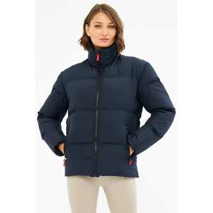 River Club Women's Navy Blue Inflatable Winter Coat With Inner Lined Waterproof And Windproof.