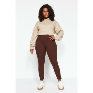 Trendyol Curve Brown Knitted Tights with Fleece Inside