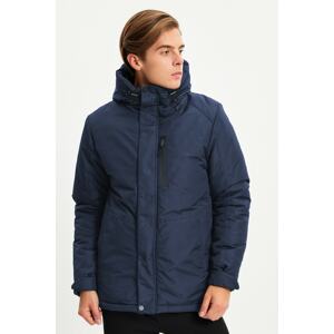 River Club Men's Navy Blue Sheepskin Hooded Water And Windproof Sports Winter Coat & Parka