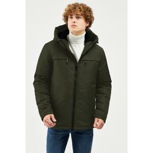 River Club Men's Khaki Shearling Water And Windproof Hooded Winter Coat & Parka