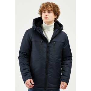 River Club Men's Navy Blue Lined Water And Windproof Hooded Winter Coat & Parka