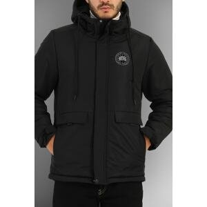 River Club Men's Hooded Water And Windproof Thick Lined Black Winter Sports Coat & Parka.