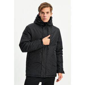 River Club Men's Black Fleece Hooded Water and Windproof Sports Winter Coat & Coat & Parka