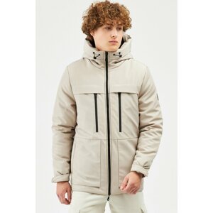River Club Men's Beige Lined Water And Windproof Hooded Winter Jacket & Coat & Parka.